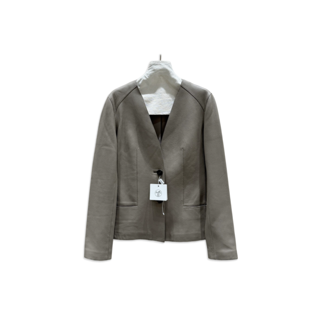 HERMES V-NECK LEATHER JACKET